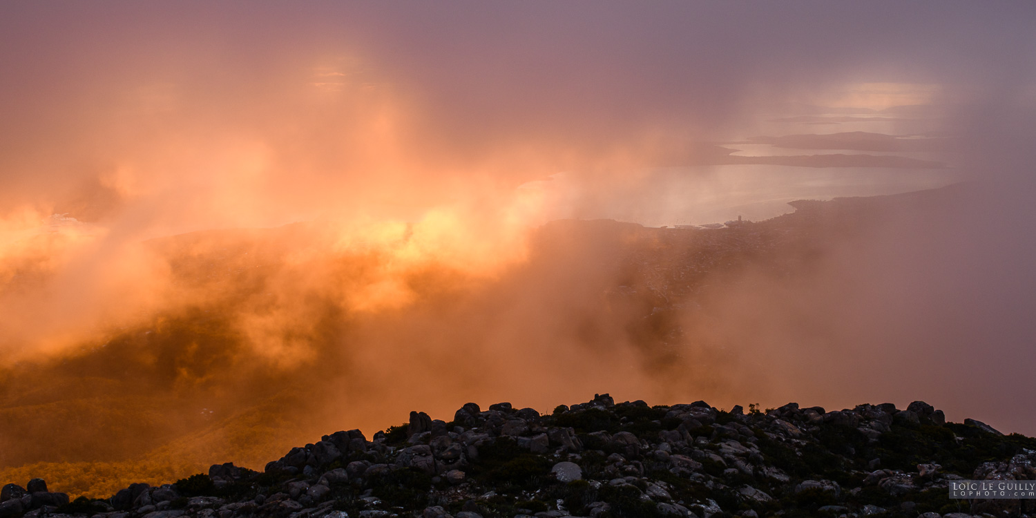 photograph of Anzac Day sunnrise at Mt Wellington